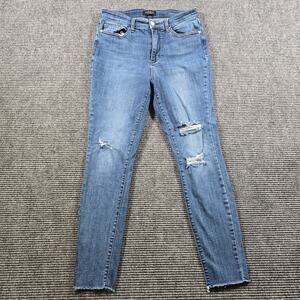 Judy Blue Jeans Women's 11/30 Blue Skinny Fit Distressed Raw Hem
